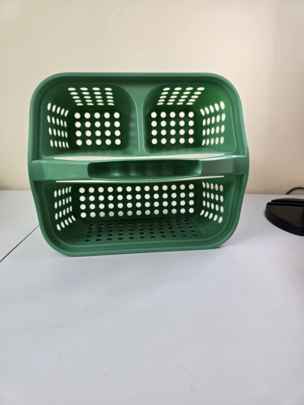 Mainstays Mint Green Plastic Tote Caddy with Dual Compartments